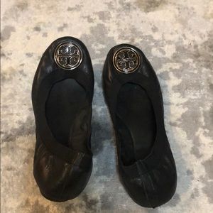 Tory Burch black elastic flats